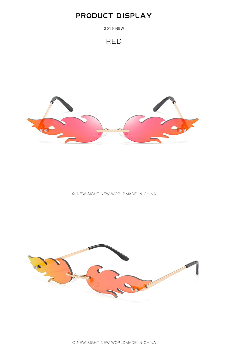 Новые 2019 модные солнцезащитные очки с огненным пламенем для женщин и мужчин, без оправы, солнцезащитное стекло с узкими линзами, предметы роскоши в узком уличном стиле.