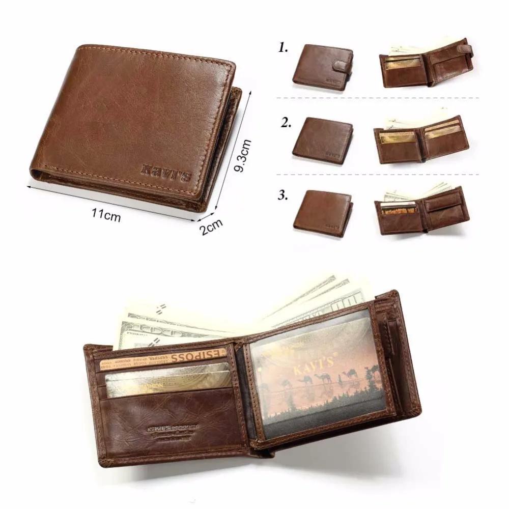 Кошелек KAVIS из натуральной кожи мужской кошелек с застежкой портфолио волшебный