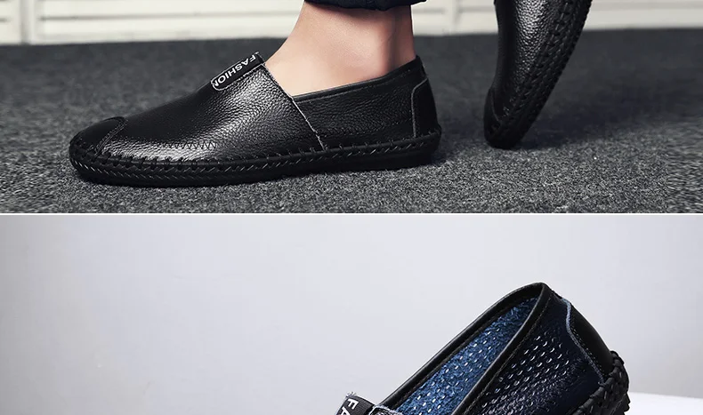 Летние дышащие мужские мокасины; мягкие слипоны; mocassin homme; мужская повседневная обувь; кожаные удобные лоферы; дизайнерские два типа