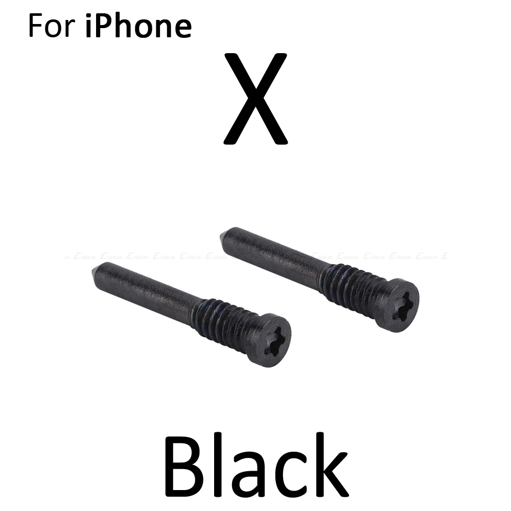 10 компл. Нижний винт Набор для iPhone 8 Plus X XR XS Max Винты комплект болт док разъем запасные части - Цвет: Black X