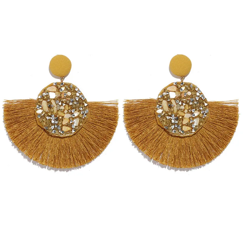 CWEEL серьги с кисточками для женщин Brincos Boho Эффектные серьги с бахромой круг Винтажные висячие круглые модные ювелирные украшения для ушей - Окраска металла: W73982