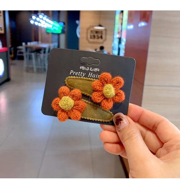 

1 Pairs , Lovely Crochet Flower Snap Clips, Toddler Girls Snap Hair Clips Hairpins, Baby Hair Accessories