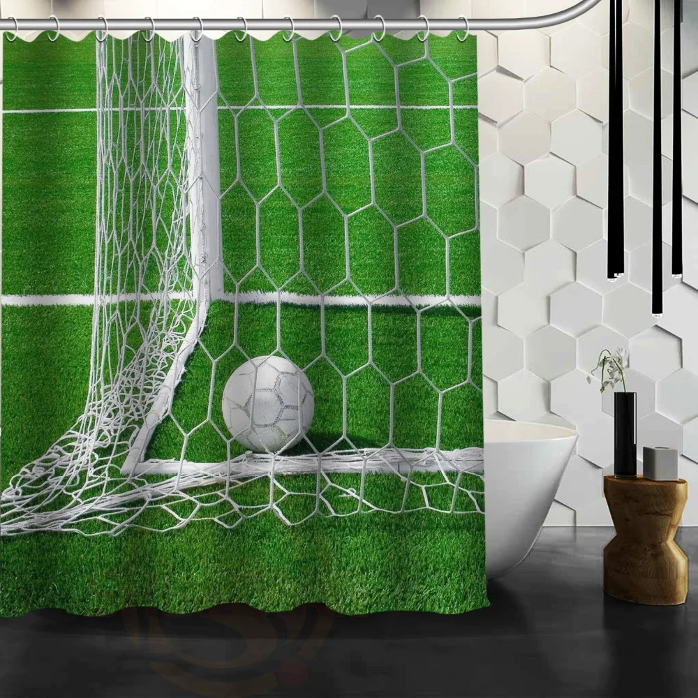 

Classical Design Football Never Stopping Waterproof Shower Curtain For Bathroom Products Mildewproof PEVA Bath Curtain 66x72''