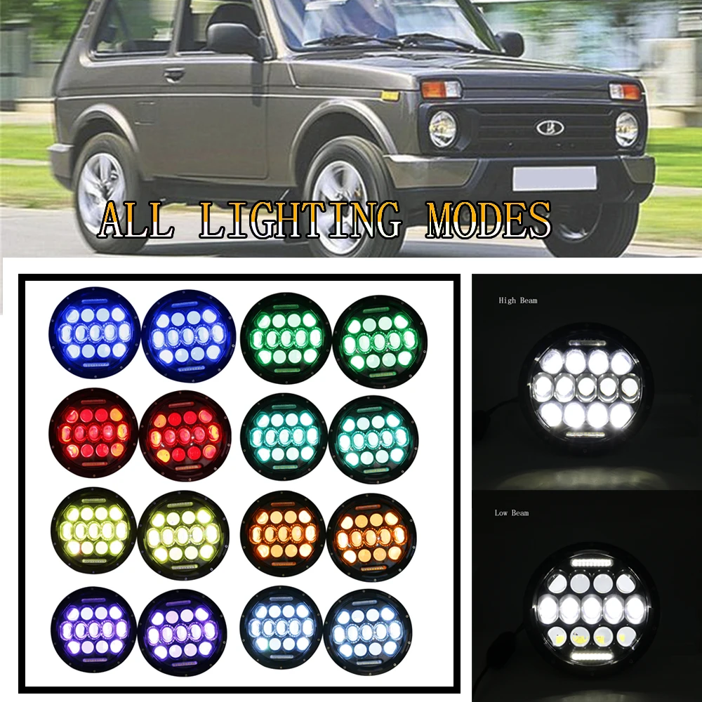 Горячие Продажа Новые 7 дюймов светодиодные фары для джипа Wrangler 5D цветная (RGB)