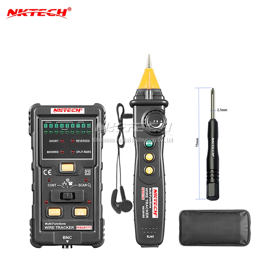 Кабельный тестер NKTECH NK6817 для обнаружения телефонных кабелей LAN RJ45 RJ11 BNC STP UTP