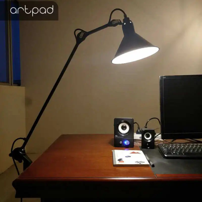 Фото Artpad Black Flexible Swing Arm LED Office Reading Lamp with Clip Eye Care Clamp Mount Adjustable Desk E27 With EU Plug in Освещение Artpad Black Flexible Swing Arm LED Office Reading Lamp with Clip Eye Care Clamp Mount Adjustable Desk E27 With EU Plug in Освещение