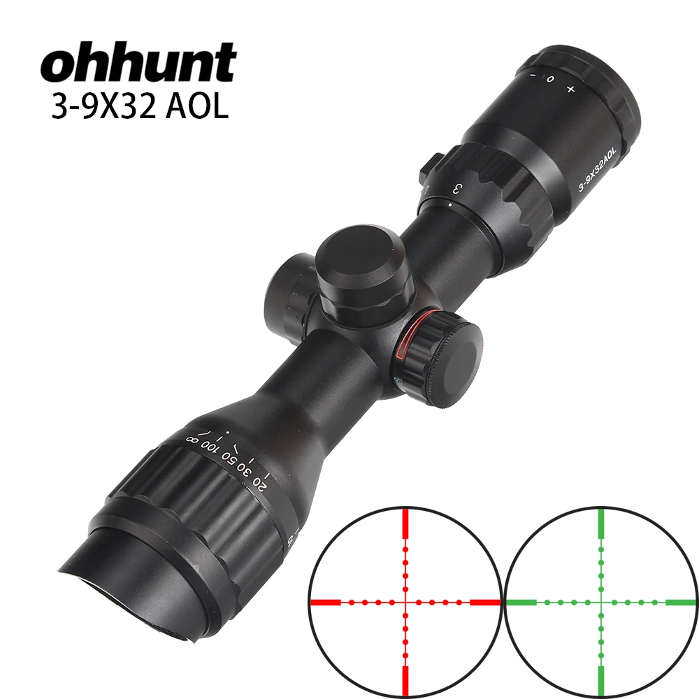 Ohhunt 3 9X32 AOL компактный Охота оптика прицелы mil dot с подсветкой сетки угловой