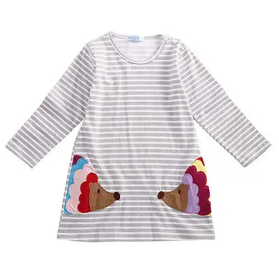 Stylish Kids Children Girls Clothes Dresses Birthday Gifts Party Long Sleeved Shirt A-line Striped Cotton Dress 2 3 4 5 6 7 Year | Мать и