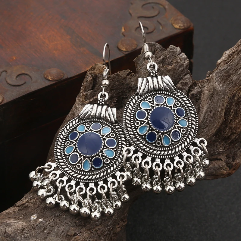 Trendy Ethnic Boho Vintage Drop Dangle Beads Tassel Earrings For Women Bohemian Enamel Jewelry Accessories Fashion Long | Украшения и