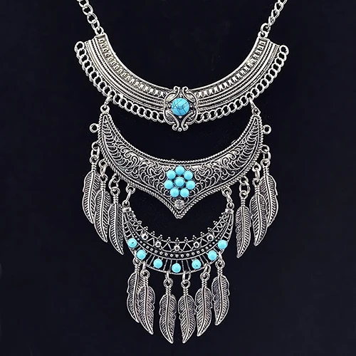 Новое Прибытие Boho Старинные Цветок Листьев Кисточкой Ожерелье Серьги Комплект