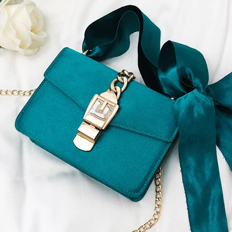 TekiEssica Весенняя мода красный бархат бантом цепи клапаном сумка мини Shoudler Crossbody