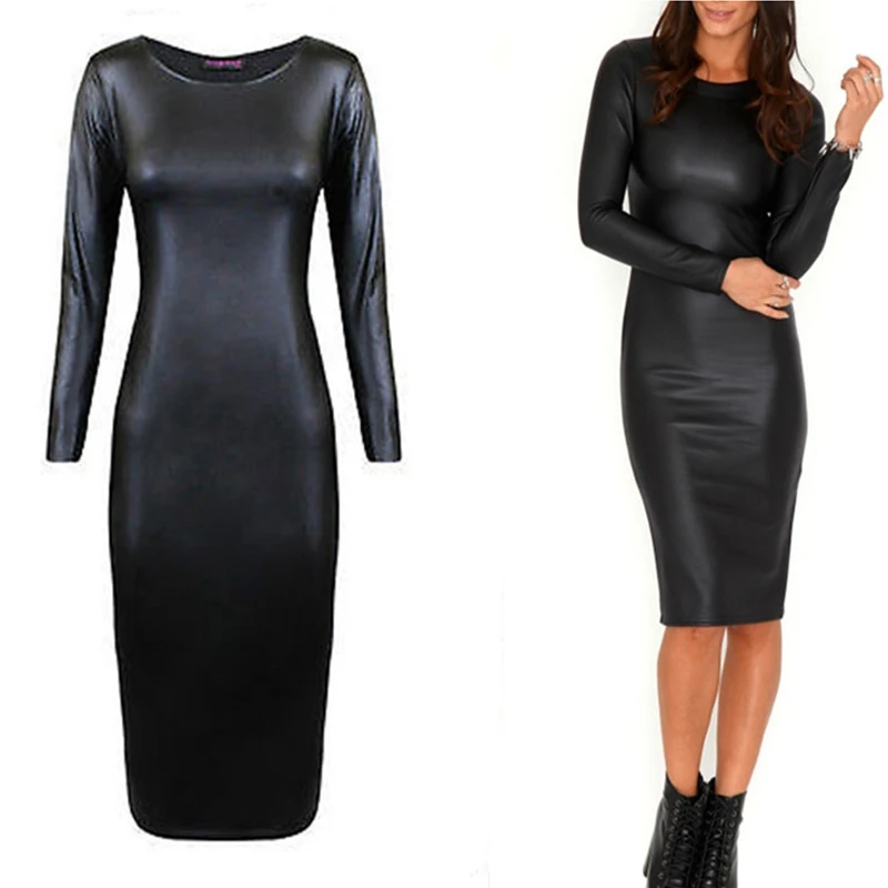 Женское сексуальное нижнее белье ночное платье черное латексное облегающее из