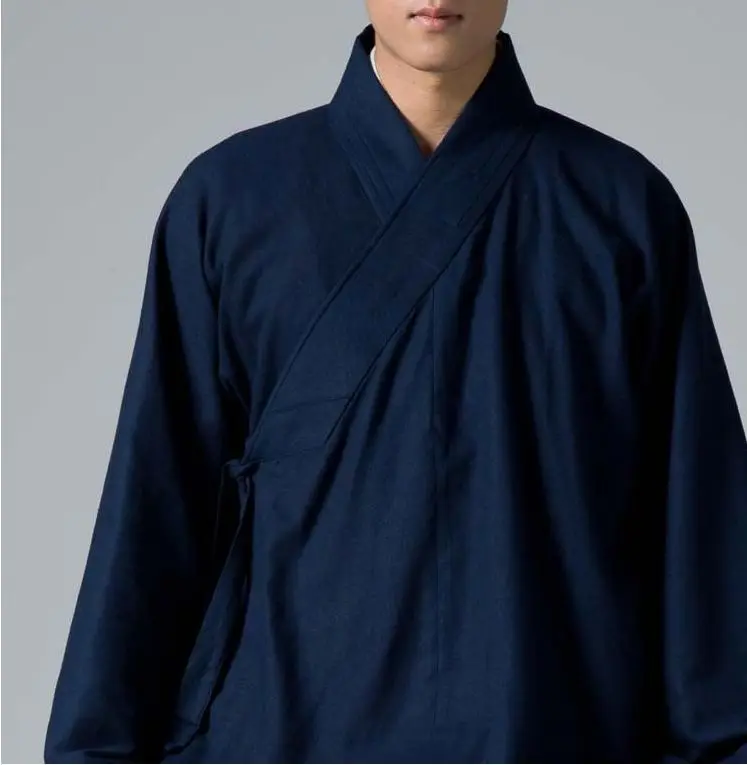 unisex Spring&ampAutumn cotton&amplinen Buddhist monk gown uniforms zen lay taoist robe meditation suits shaolin kung fu suit blue | Спорт и