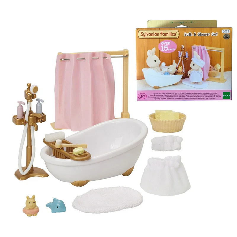 Bathtub set Sylvanian Families кукольный домик Playset ванны и душа набор аксессуаров подарок девушке игрушка не фигура#5090 - Цвет: Bathtub set