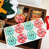 bakery package decorative sticker christmas biscuit bag cookie candy box sealing paster round pudding bottle decorative stickers