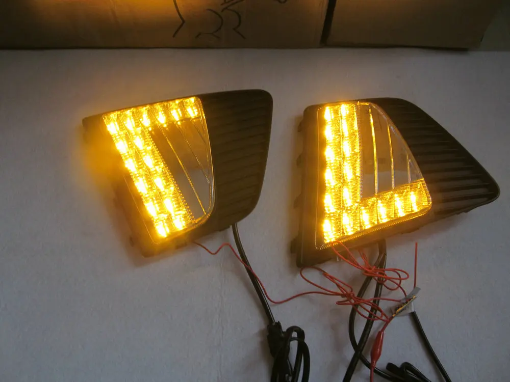 1 Pair LED DRL For Hyundai Creta IX25 LED Daytime Running Light fog DRL with yellow turning signal lamp