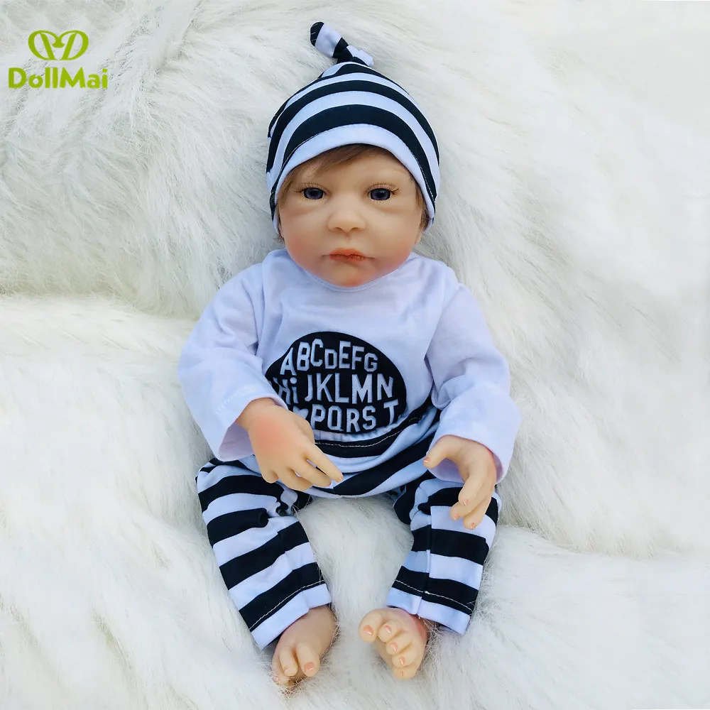 

Soft silicone reborn baby dolls 19" 46cm real alive boy bebes reborn children gift toy dolls l.o.l bb reborn menino bonecas