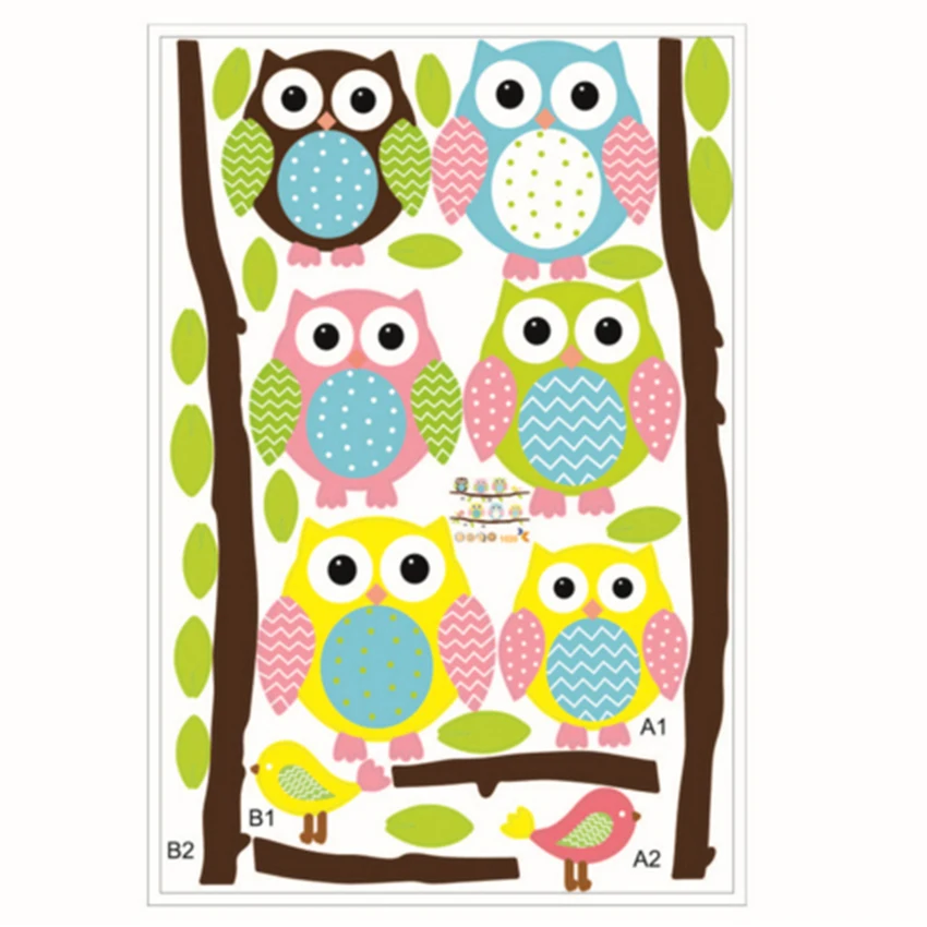 DIY Милая разноцветная ветка Совы Птиц ПВХ детские домашние настенные наклейки