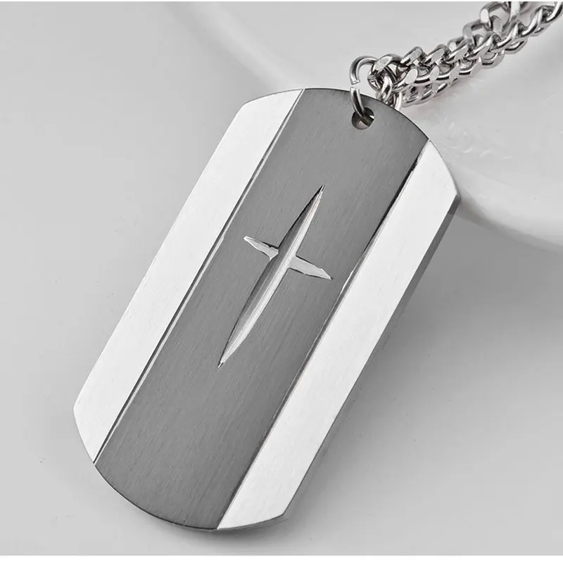 Amgjdk черный широкие полосы dog tag подвеска-крест Цепочки и ожерелья для Для