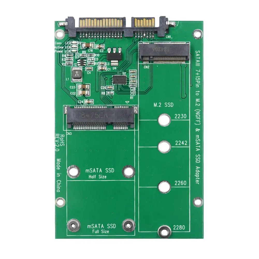Карта преобразователь NGFF mSATA SSD 2 в 1 с 3 5 дюймовым адаптером USB SATA поддержкой кабеля