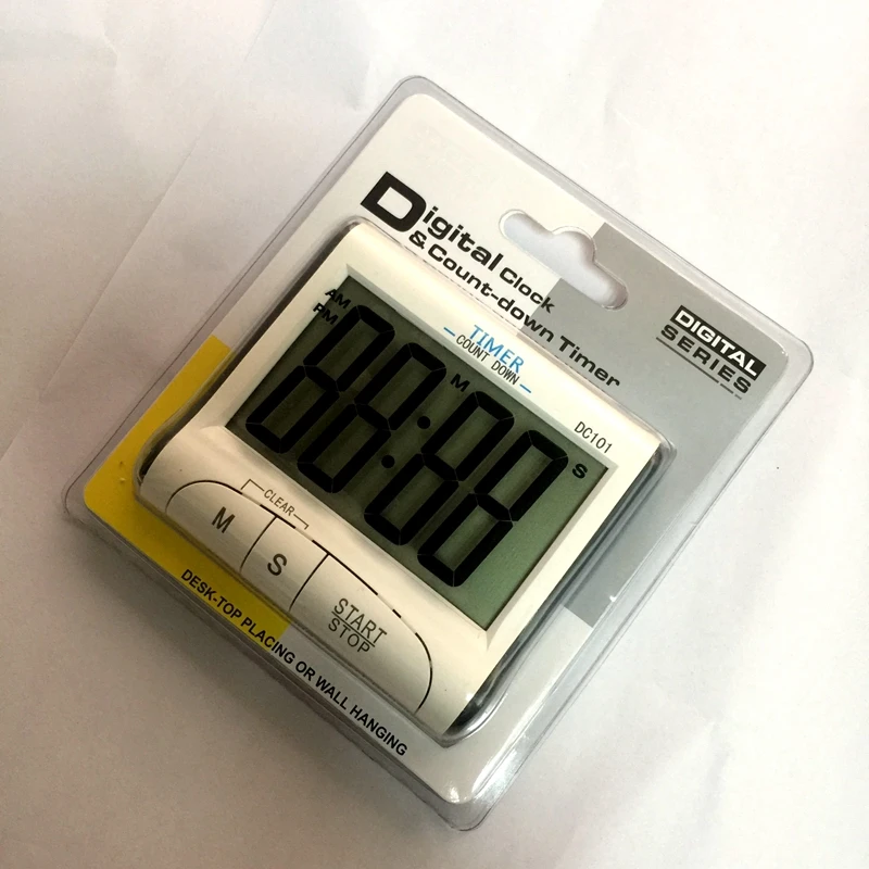 LCD Многофункциональный цифровой кухонный таймер обратного отсчета мини (12/24 ч)