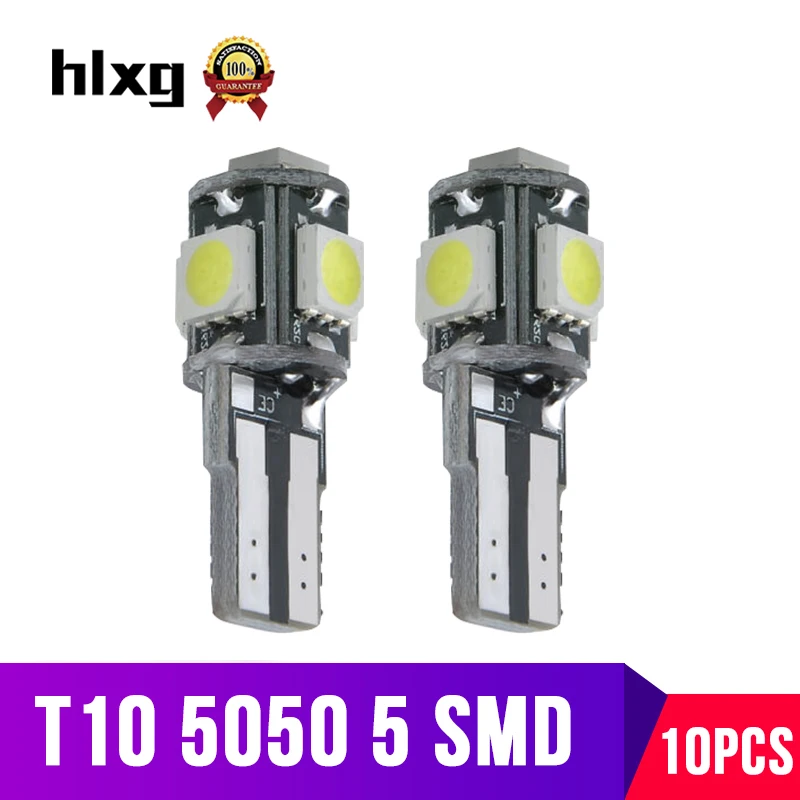 Hlxg 10 шт. T10 LED W5W 5smd 168 194 Освещение для интерьера лампы чтения указатели поворота