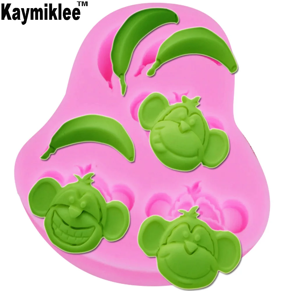 F1181 Monkey Banana Silicone Mold Fondant Mould Cake Decorating Tools Candy Jelly Jello Chocolate Gumpaste Sugarcraft | Дом и сад