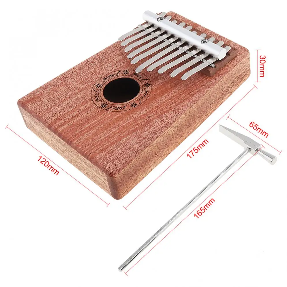 10 клавиш Kalimba фанера красное дерево большой палец пианино Mbira натуральная мини