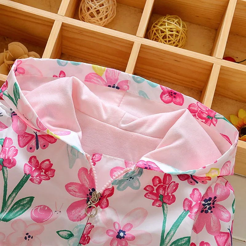 CROAL CHERIE 80-120cm Pink Graffiti Jacket For Girls Coat Autumn Cartoon Outerwear Hooded Kids Clothes Cotton Baby Clothing | Детская