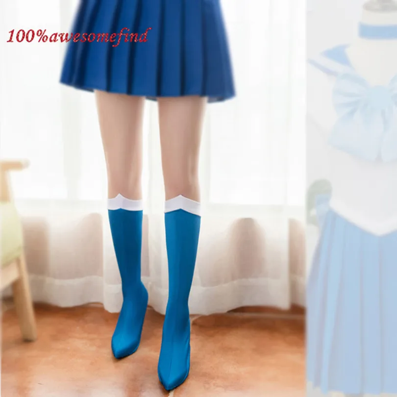 1pair Sailor mercury Сейлор Мун Усаги аксессуары для косплея носки костюм сапоги до колена чехол Сейлор чибимун Сейлор Венера чехол для обуви - Цвет: 1pair Sailor mercury