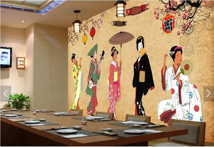 Custom retro papel de parede Japanese personalities murals for restaurant sushi living room wall home decor wallpaper | Обустройство