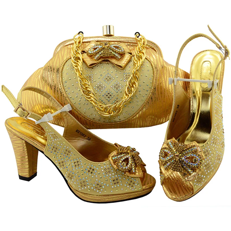 New Arrival Water Green Color African Shoes and Matching Bags Italian Nigerian Party Shoe Bag Sets Decorated with Rhinestone | Обувь