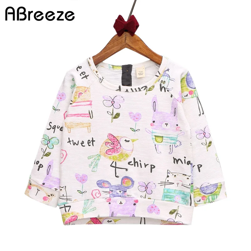

New Spring Autumn Children Top Clothes Fashion Cartoon Style Kids Girls Tees Shirts 2-9T Long Sleeve Shirts For Girls