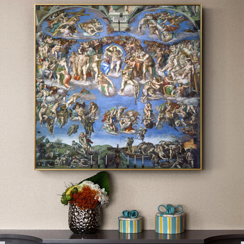 

The Last Judgment Paintings On The Wall By Michelangelo Reproductions Christian Wall Art Canvas Pictures For Living Room Cuadros