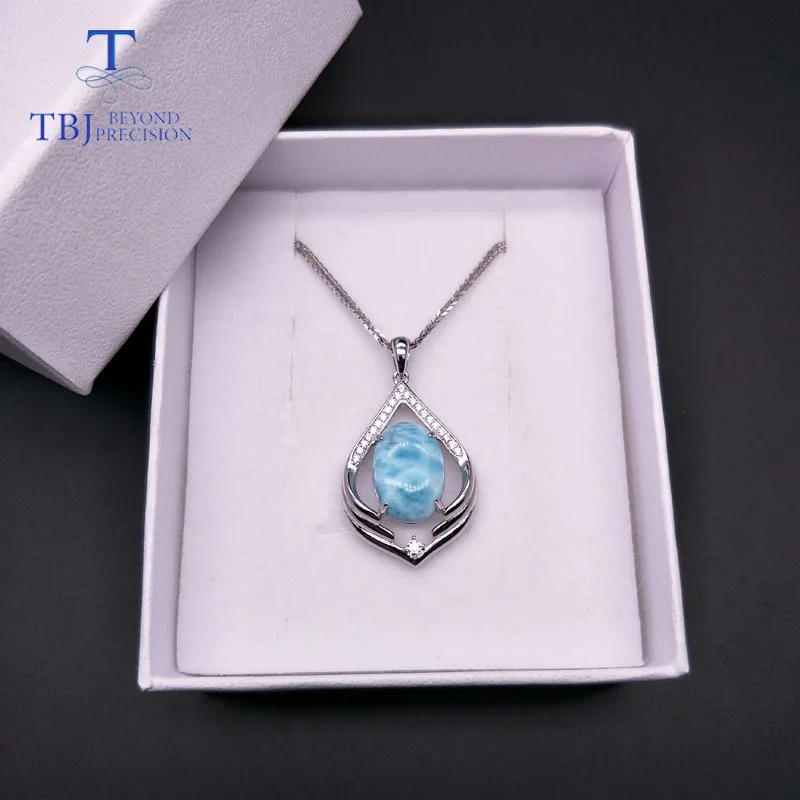 TBJ, натуральный драгоценный камень larimar, простой стиль, подвеска, серебро 925 пробы, хорошее ювелирное изделие для девушки, хороший подарок, как повседневная одежда