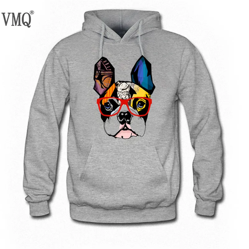 VMQ Бренд мужской Моды Портрет французский бульдог толстовки Зимний свитер