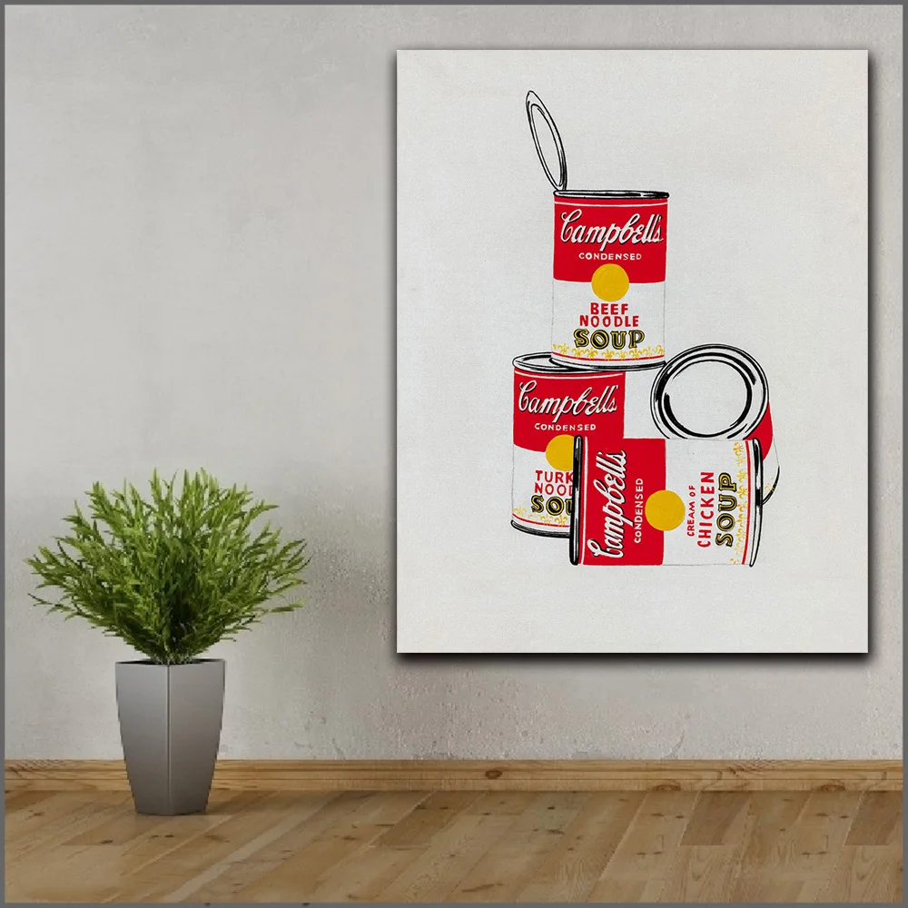 

Fashion Print Graffiti Art Andy warhol four campbells soup cans Wall Pictures for Living Room Office Modern Canvas Oil Painting