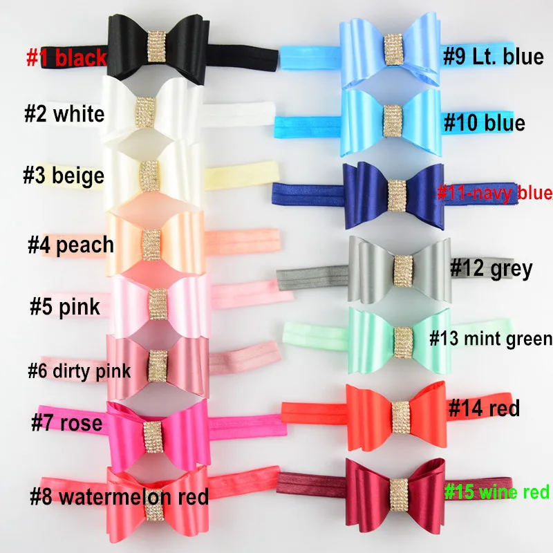 

10pcs/lot ,7cm satin bow ribbon fabric bowknot with 5/8'' fold over elastic for girls headbands hair accessories