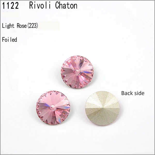 Light Rose F (223) 1 шт.) с украшением в виде кристаллов от Swarovski 1122 круглые Rivoli камня(без отверстия) фольгированная Австрия Стразы для бижутерии, материал для рукоделия - Цвет: Light Rose F (223)