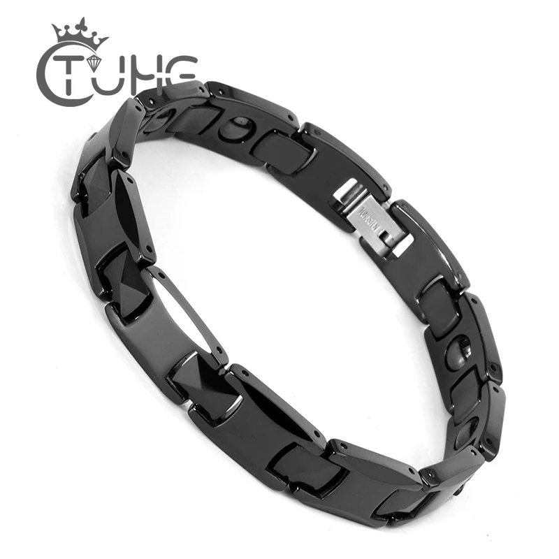 

Fashion Black Ceramic Magnetic Therapy Bracelet Health Care Magnetic Hematite Stretch Bio Bracelet For Men Women Gift Jewelry