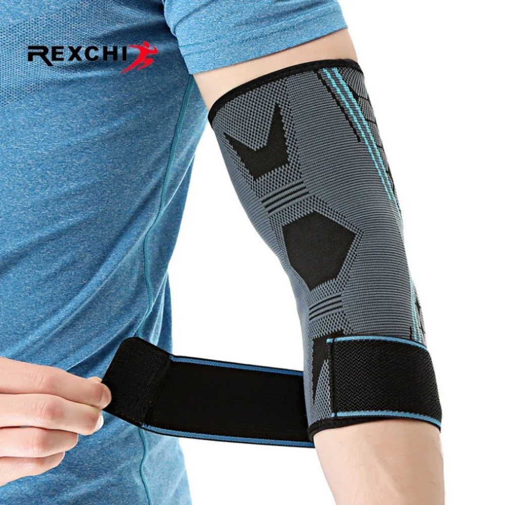 REXCHI 1 шт. спортивный налокотник для поддержки под давлением Баскетбол Волейбол Фитнес Безопасность Защитное снаряжение Регулируемый эластичный бандаж
