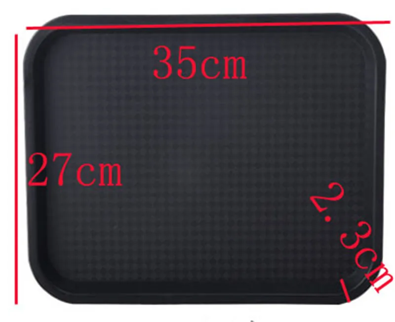 black 35x27x2.3 Коричневый красный зеленый желтый оранжевый цвет пластиковая тарелка Фруктовница деревянные чашки для чая торт хлебное блюдо для закусок противоскользящие пластиковый лоток - Цвет: black 35x27x2.3