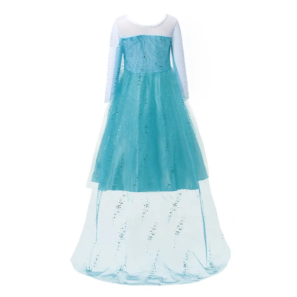 3-10T Girls Elsa Dress Snow Queen Clothes Cartoon Party Cosplay Costume Kids Long Sleeve Glitter Cloak Princess With Cape | Детская