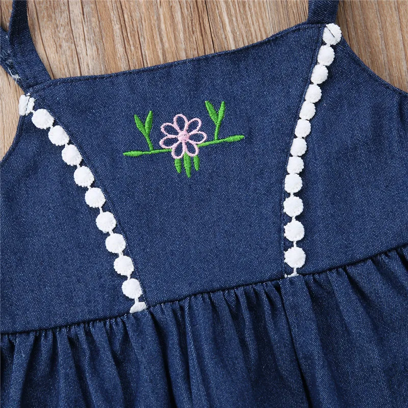 Летняя детская модная одежда новинка 2018 топы с вышивкой и лямкой на шее для