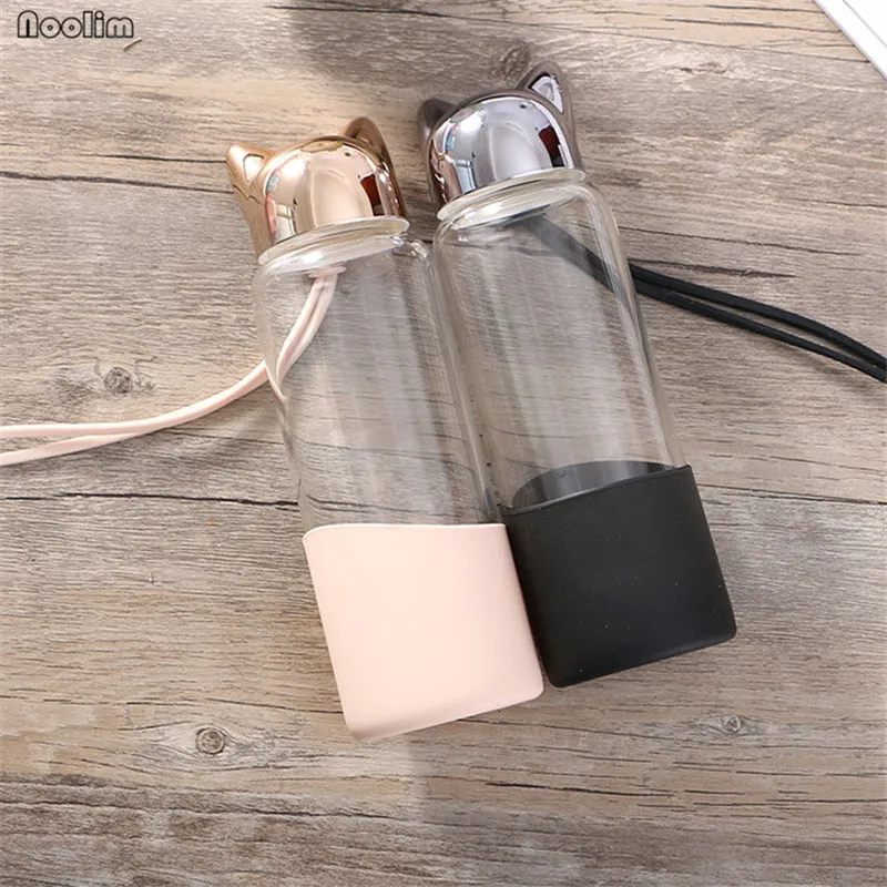 Креативная стеклянная бутылка для воды портативная милая мультяшная спорта на