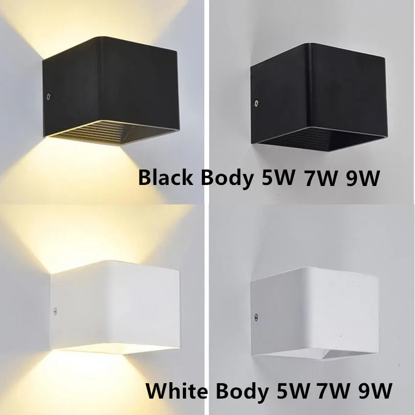Koop 10 Stks Moderne Korte Kubus Verstelbare Opbouw 5 W 7 W 9 W LED Wandlamp Outdoor Indoor Waterdichte IP65 Aluminium Wandlamp
