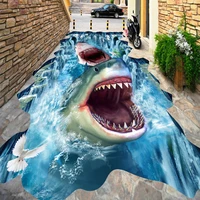 custom photo 3d flooring mural sharks waterfall 3d stereoscopic floor stickers waterproof thickened self adhesive pvc wallpaper