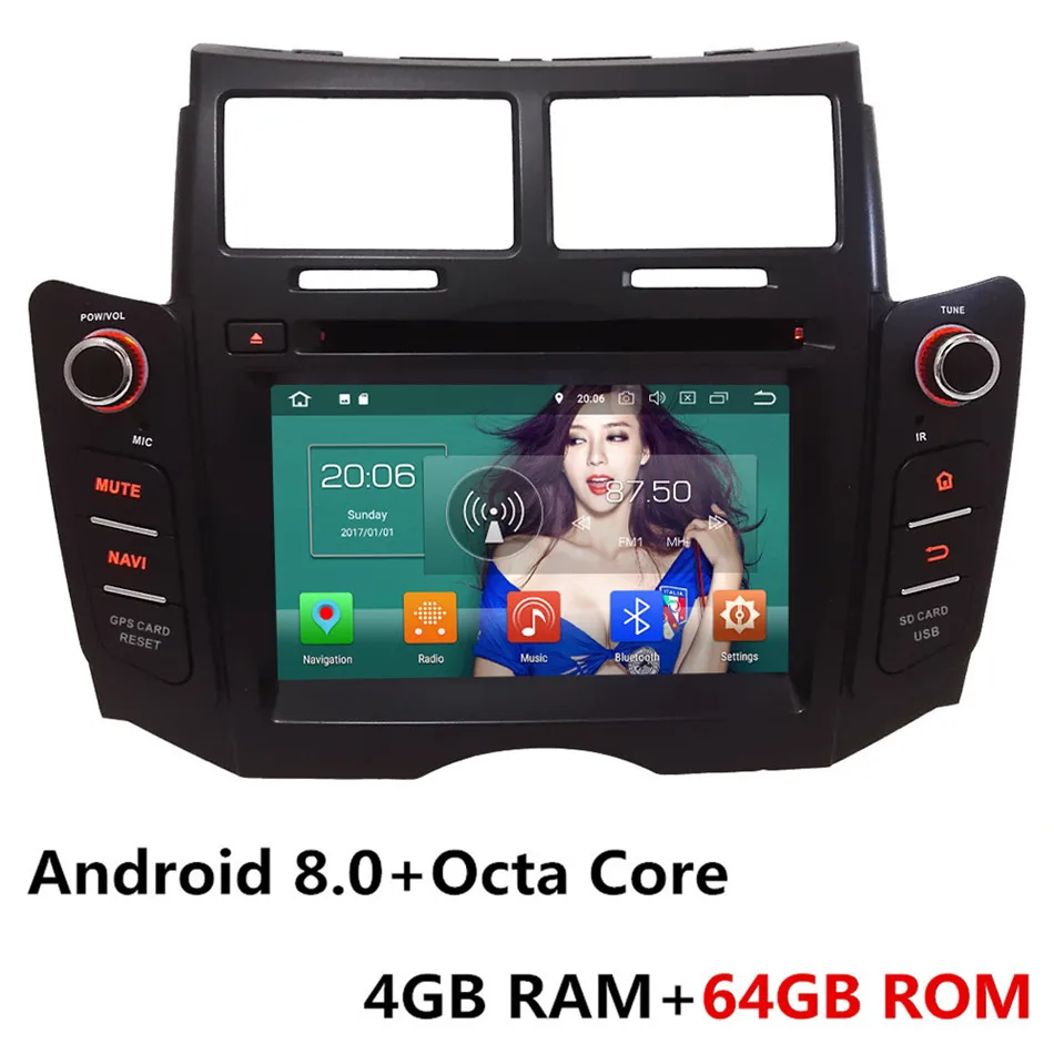 Android 8.0 x 64GB Восьмиядерный 4G Android 8,1 4 Гб ram 64 Гб rom RDS автомобильный DVD мультимедийный плеер радио головное устройство gps ГЛОНАСС для Toyota Yaris 2005-2013 - Цвет: Android 8.0 x 64GB