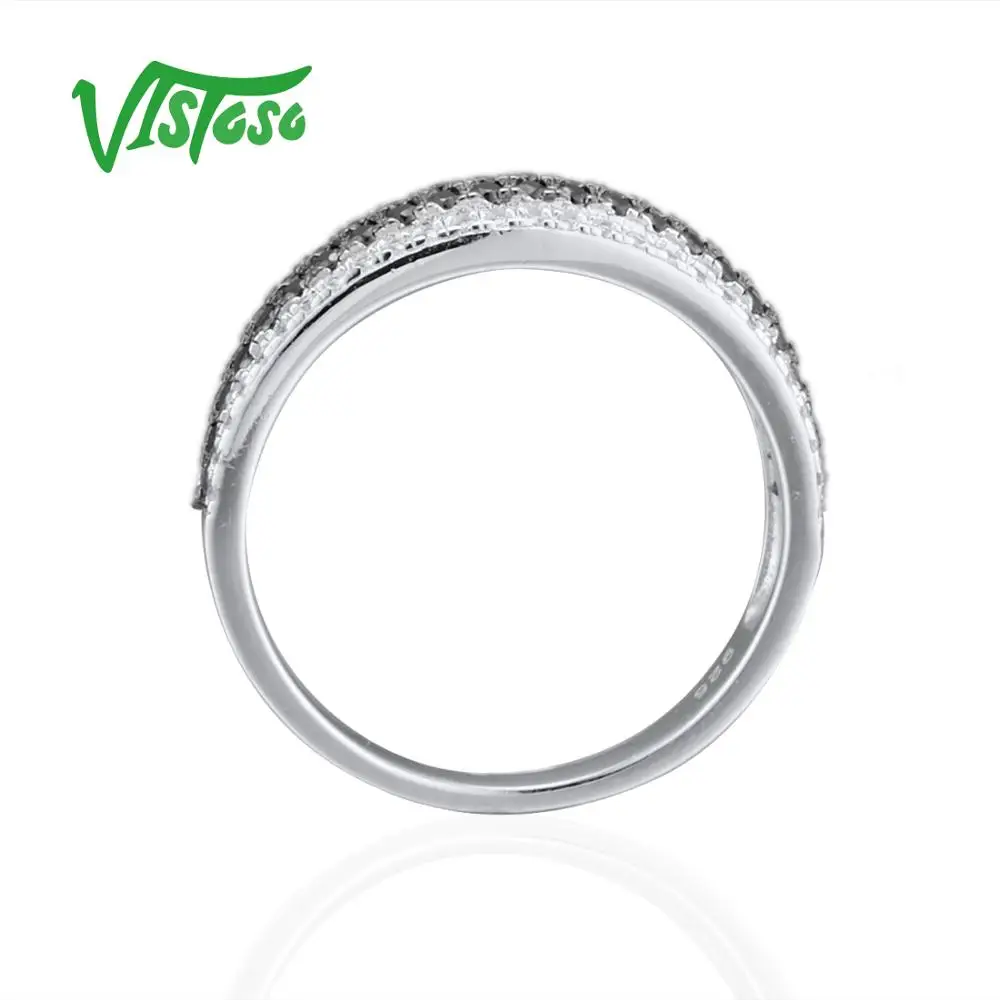 VISTOSO 925 пробы серебряные кольца для женщин натуральный камень черная шпинель