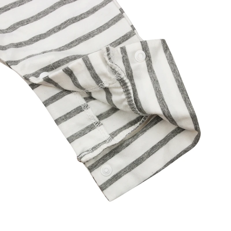 Gray Color Newborn Baby Boy Girls Clothes Long Sleeve Striped Hooded Romper Jumpsuit Outfits Playsuit | Детская одежда и обувь